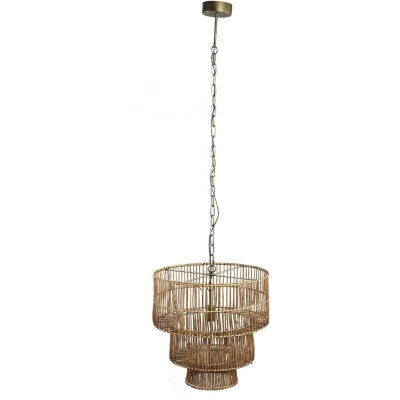 Afbeelding van PTMD Linth Ronde Hanglamp H155 x Ø49,5 cm Riet Bruin