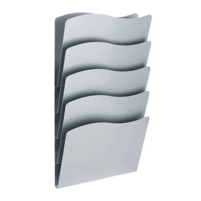 Afbeelding van Zilveren Brochurehouder / Folderhouder Wand 5 x A4