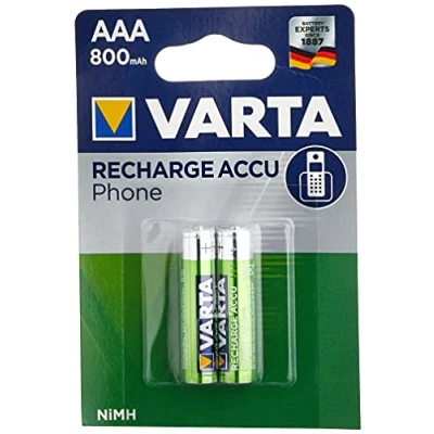 Afbeelding van Varta Micro AAA batterijen voor DECT mobiele telefoons, 800 mAh, 1,2 V, NiMH, 2 stuks
