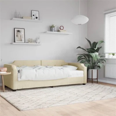 Afbeelding van vidaXL Slaapbank met matras 90x200 cm stof crèmekleurig