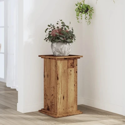 Afbeelding van Plantenstandaard 33x33x60 cm bewerkt hout oud houtkleurig
