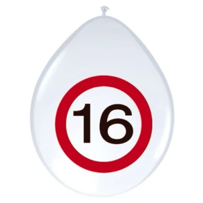 Image de Ballon 16 ans Signe de la route 8 pièces