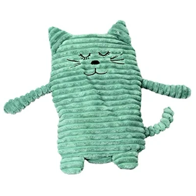 Afbeelding van Inwolino warmteknuffel kat / poes 27 cm die in de magnetron opgewarmd kan worden magnetronknuffel opwarmknuffel warmie knuffel turqoise/groen