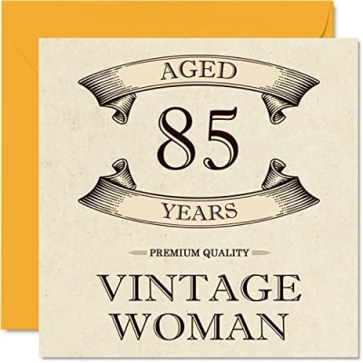 Afbeelding van Vintage verjaardagskaarten voor 85e verjaardag vrouwen 85 jaar Grappige verjaardagskaart mama, zus, vrouw, oma, tante, 145 mm x mm, wenskaart vrouwen,