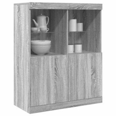 Afbeelding van vidaXL Dressoir 81x37x100 cm bewerkt hout grijs sonoma eikenkleurig