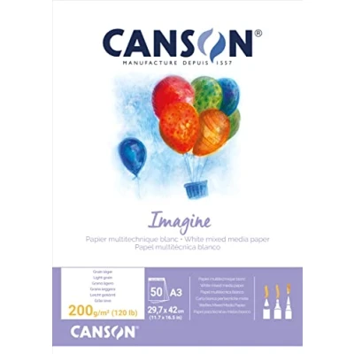 Afbeelding van Drawing pad Canson Imagine A3 200 g 50 Lakens 5 Stuks