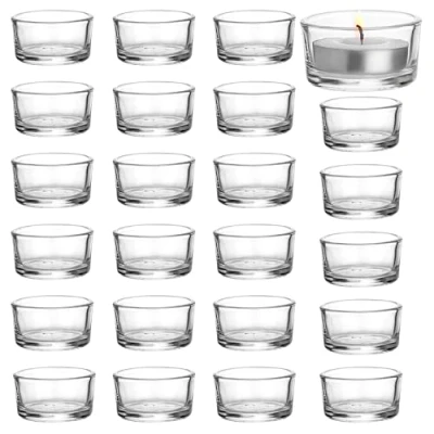 Afbeelding van Belle Vous Helder Glas Theelicht Votief Kaars Houders Set (24 Pak) 4,5 cm Diameter en 2,5 Hoogte Voor Decor, Huwelijken, Feestjes Tafel Settings