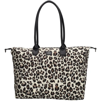 Afbeelding van Charm London Buckingham Schoudertas 15,6 inch Shopper Laptoptas Werktas A4 Praktisch Luipaard Beige