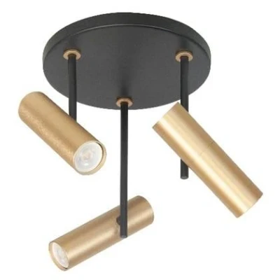 Afbeelding van Trend Opbouwspot 3 lichts rond zwart/goud Modern Highlight
