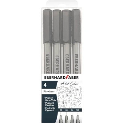 Afbeelding van Eberhard Faber fineliners zwart 4 stuks 0.05/0.1/0.3/0.5mm EF 558104