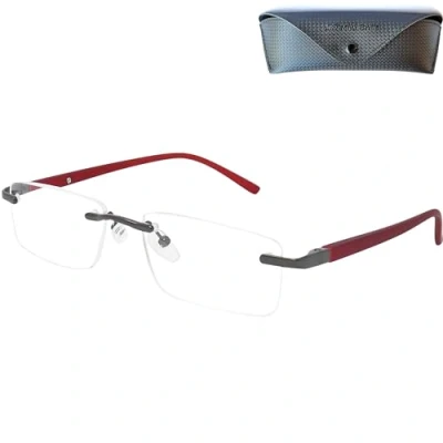 Afbeelding van Mini Brille Leesbril met gaatjes, zonder omsnoering, rechthoekige transparante glazen, frame van roestvrij staal, bril voor dames en heren, Rood
