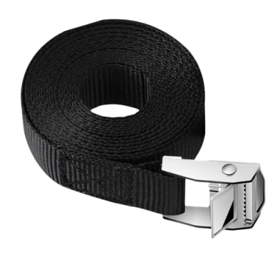 Afbeelding van Ankerriem 5 m, brede bevestigingsriem 25 mm, ratelriemen met gesp, professionele verstelbare draagriemen voor kajak, surfplank, kano, fiets (zwart)