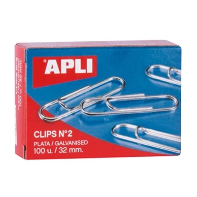 Afbeelding van APLI 11714 clips verzinkt nummer 2, 32 mm, 100 u, zilver