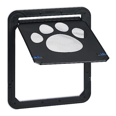 Afbeelding van Relaxdays hondenluik hordeur middelgrote &amp; grote honden kattenluik met magneet zwart