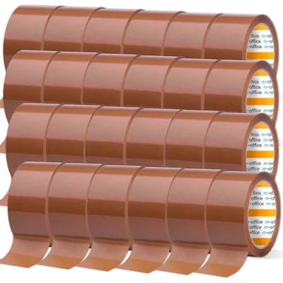 Afbeelding van m office 24 rollen bruin plakband voor het verpakken van dozen, verzendingen, verhuizingen en knutselen, veilige duurzame verpakking, 48 mm x 66