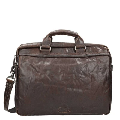 Afbeelding van Spikes &amp; Sparrow Leren Laptoptas 16.4 inch 3 Vaks Bronco Bruin