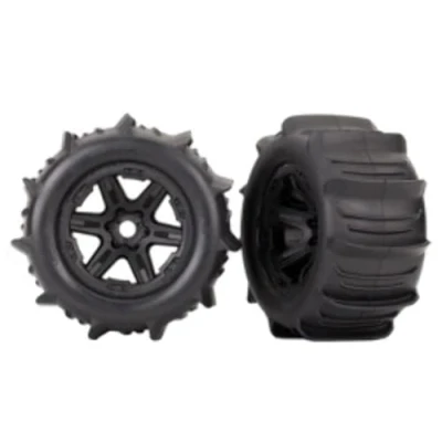 Afbeelding van Tires &amp; wheels, assembled, glued (black 3.8&#039; paddle tires, foam inserts)