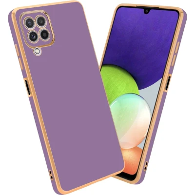 Afbeelding van Cadorabo Hoesje geschikt voor Samsung Galaxy M22 / M32 4G in Glossy Paars Goud Beschermhoes Case Cover van flexibel TPU silicone en met camerabescherming