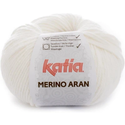 Afbeelding van merino Aran garen Katia Ecru Kleurnr. 3 wol haakgaren breien haken breigaren voor interieur baby super zacht breiwol