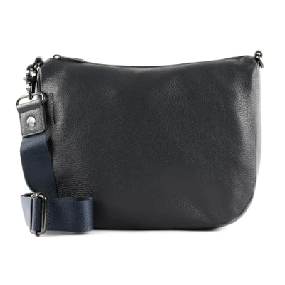 Afbeelding van MANDARINA DUCK Leren Schoudertas Mellow Leather Hobo Bag Dress Blue Donkerblauw