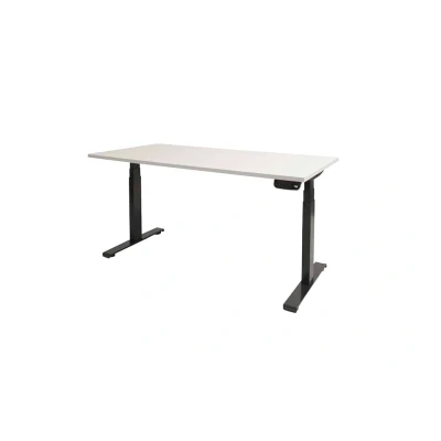 Afbeelding van Dextro plus zit/sta 120x80cm, electrisch hoogte verstelbare werkplek, T poot frame. Frame kleur aluminium (RAL9006) en blad Robson eiken.