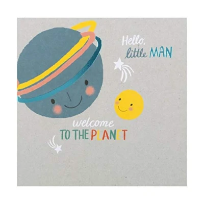 Afbeelding van Hallmark Gefeliciteerd geboortekaart voor baby jongen schattige planeten