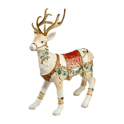 Afbeelding van Goebel Fitz and Floyd Decoratief beeld / figuur Rendier met sieraden Aardewerk 44cm kerst