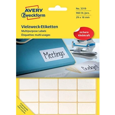 Afbeelding van Etiket Avery Zweckform 3319 29x18mm wit 960stuks