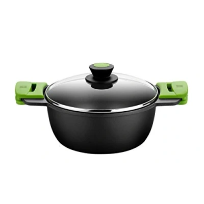 Afbeelding van BRA Prior Kookpan hoog, 32 cm, gegoten aluminium, met antiaanbaklaag, Teflon innovaties zonder PFOA, glazen deksel en afneembare siliconen handgrepen, voor alle warmtebronnen, inclusief inductie