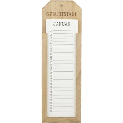 Afbeelding van khevga Memobord permanente verjaardagskalender van hout 38 x 12 cm