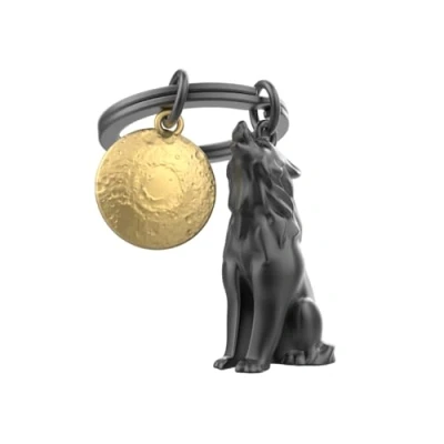 Afbeelding van METALMORPHOSE Wolf sleutelhanger cadeau voor heren, dames, zwart, eenheidsmaat, zwart.