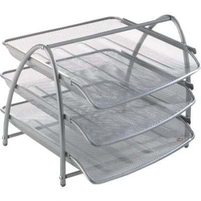 Afbeelding van Alba set met 3 brievenbakjes in mesh metaal, voor ft A4, zilvergrijs brievenbakje