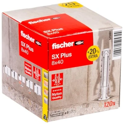 Afbeelding van fischer Nylon pluggen SX Plus 8x40 + 20% extra inhoud gratis/doos van 120 stuks