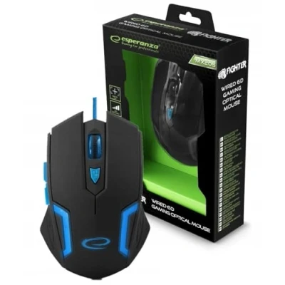 Afbeelding van Esperanza Fighter MX205 Optische Gaming Muis Zwart/Blauw