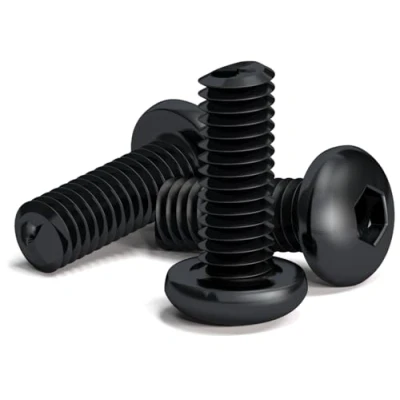 Afbeelding van Set van 200 zwarte schroeven M3 x 8 mm met ronde zeskantkop voor inbussleutel staallegering klasse 10.9. Lengte: mm. Knopkop ISO 7380. Koolstofgehard staal hoge hardheid
