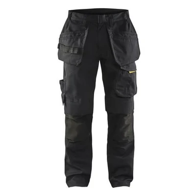 Image de Pantalon services stretch avec poches flottantes noir/jaune