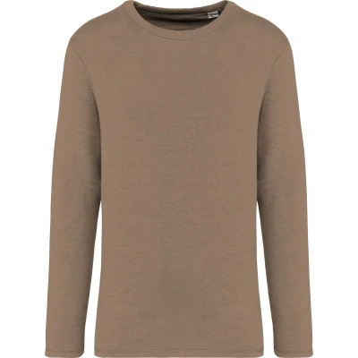 Afbeelding van Native Spirit Ecologische en verwassen uniseks sweater met ronde hals French Terry NS418 Washed Cream Coffee
