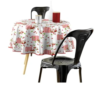 Afbeelding van Ronde tafelkleed met fruitpatroon CERISE, Ø 160 cm, kunststof