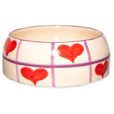 Afbeelding van Dogguo Heart Dogbowl Paars&amp;Rood&amp;Beige Hondenvoerbak Ø17 cm
