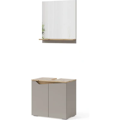 Afbeelding van Vicco Badkamermeubelset Marelle, Grijs/Artisanaal eiken, 2 delen