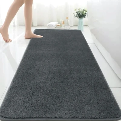 Afbeelding van Extra grote absorberende microvezel badmat van 150 x 60 cm, anti slip, schimmel, machinewasbaar, voor slaapkamer, badkamer, lange grijze