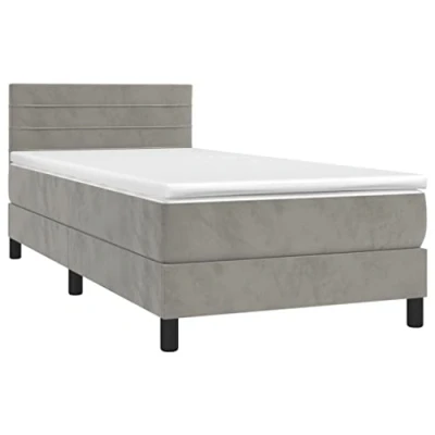 Afbeelding van vidaXL Boxspring met matras en LED fluweel lichtgrijs 90x190 cm