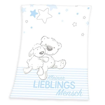 Afbeelding van Herding Baby Best Lieblingsmensch microvezel deken 75 x 100 cm blauw