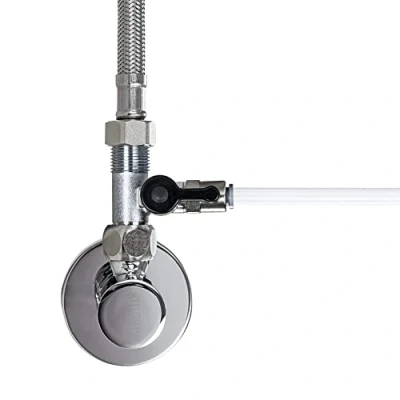 Afbeelding van T adapter voor afsluitkraan 3/8 inch AG x ÜM waterfilteraansluiting, omgekeerde osmose, zijkoelkasten, koffiemachines (3/8 1/4 QC ÜM)