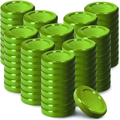 Afbeelding van KADAX 100 stuks fi43 mm metalen schroefdeksels voor glazen van 40 ml, reservedeksel met 4 tanden om vast te klikken, deksels potten, flessen en weckpotten, groen