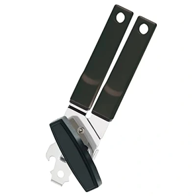 Afbeelding van Westmark Blikopener met flesopener en flesopener, voor linkshandigen, lengte: 18,5 cm, staal/kunststof, verschillende kleuren: zwart/zilver of wit/zilver, 11272270