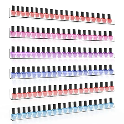 Afbeelding van Sezanrpt Set van 6 transparante nagellak organizers Wandmontage 61 cm Voor 150 flessen