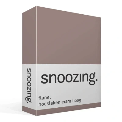 Afbeelding van Snoozing Flanel Hoeslaken Tweepersoons Extra Hoog 120x200 cm Taupe
