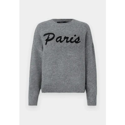 Afbeelding van Vero Moda Vmboom O NECK TEXT Pullover Trui, Dames, Maat: XS, Medium grey/black