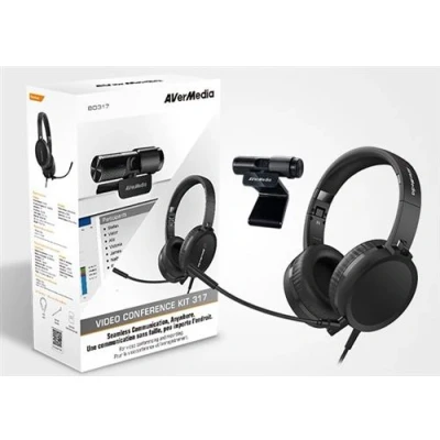 Image de Pack télétravail Webcam Full HD PW313 + Micro Casque Visioconférence AH313 Avermedia BO317 Noir
